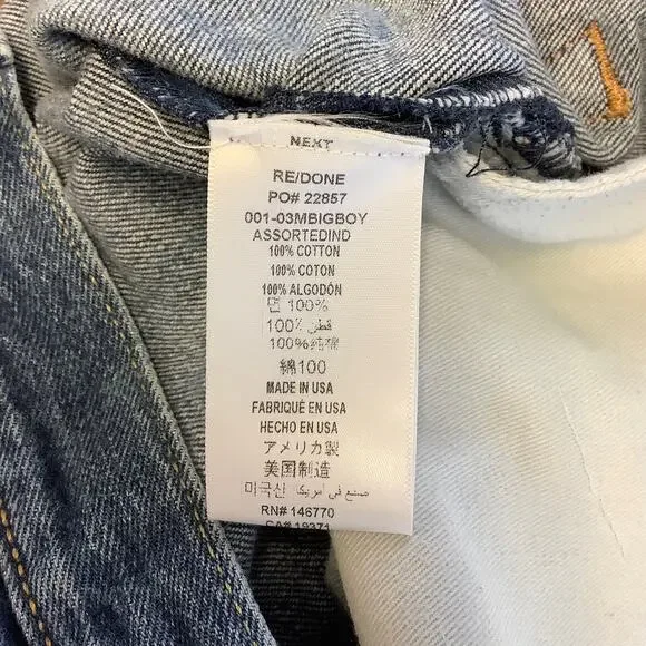 Re/Done LEVI'S BIG BOY 501 $495 msrp Men's Size 30 Assorted Indigos G12-2